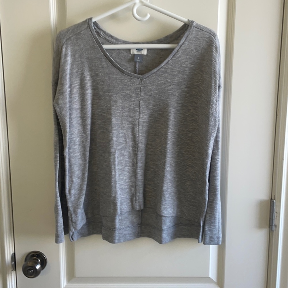 Old Navy Grey Burnout Crop V-neck Sweater